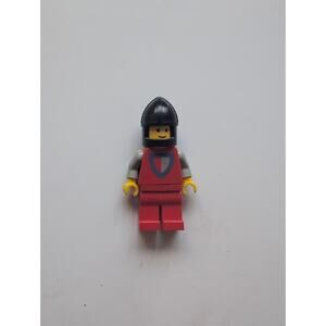 Vintage LEGO Castle Crusaders Knight Minifigure Red Gray Shield Black Helmet